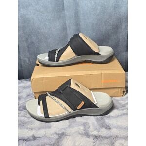 NWB Merrell Terran 4 Post Black Grey Outdoor Slide Sandals Womens Size 8